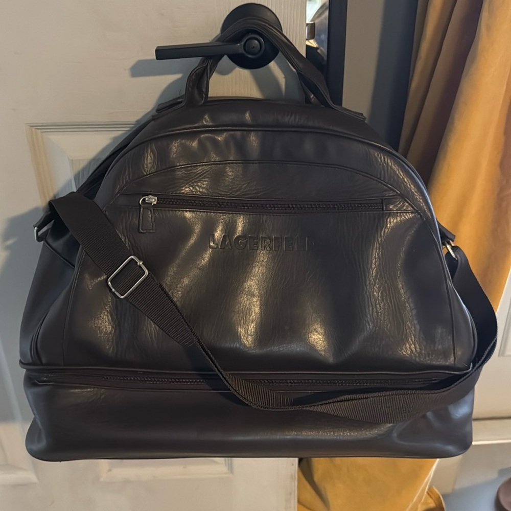 Lagerfeld chocolate brown travel bag.
